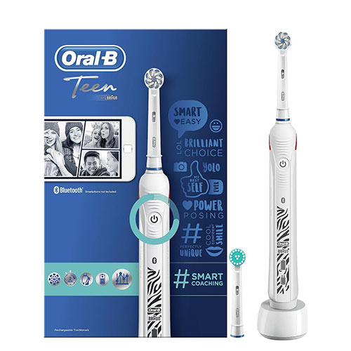 Oral-B Teen Smart Coaching Zebra White Electric Toothbrush - صيدلي.كوم